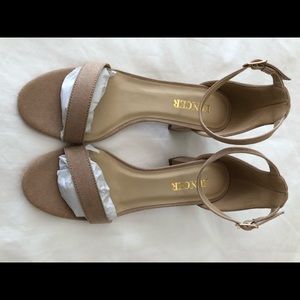 New Tan Suede Block Heel Sandals 6.5